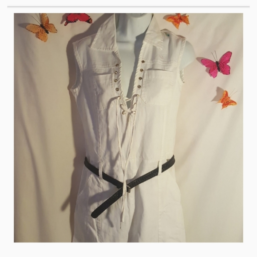 Ella Womens Denim Dress White